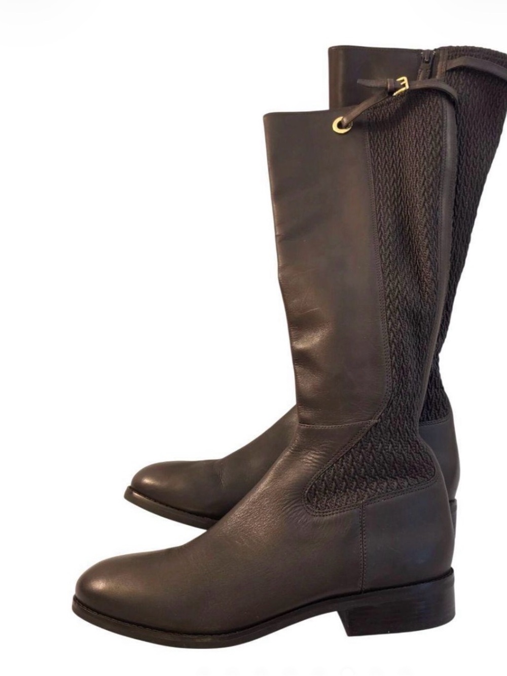 Cole Haan Black Over-the-Knee Knit-Panel Boots